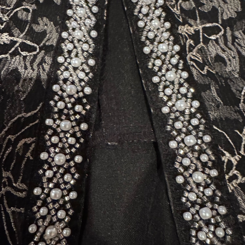 Elegant Black Blazer with Pearl Detailing